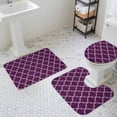 thumbnail image 2 of Purple Plaid Bathroom Rugs Set Retro Country Moroccan National Geometrical Plaid Non Slip Absorbent Soft Bath Mats 3 Piece Set with Bathroom Rug, U-Shaped Floor Mat, Toilet Seat Cover Large Size, 2 of 9