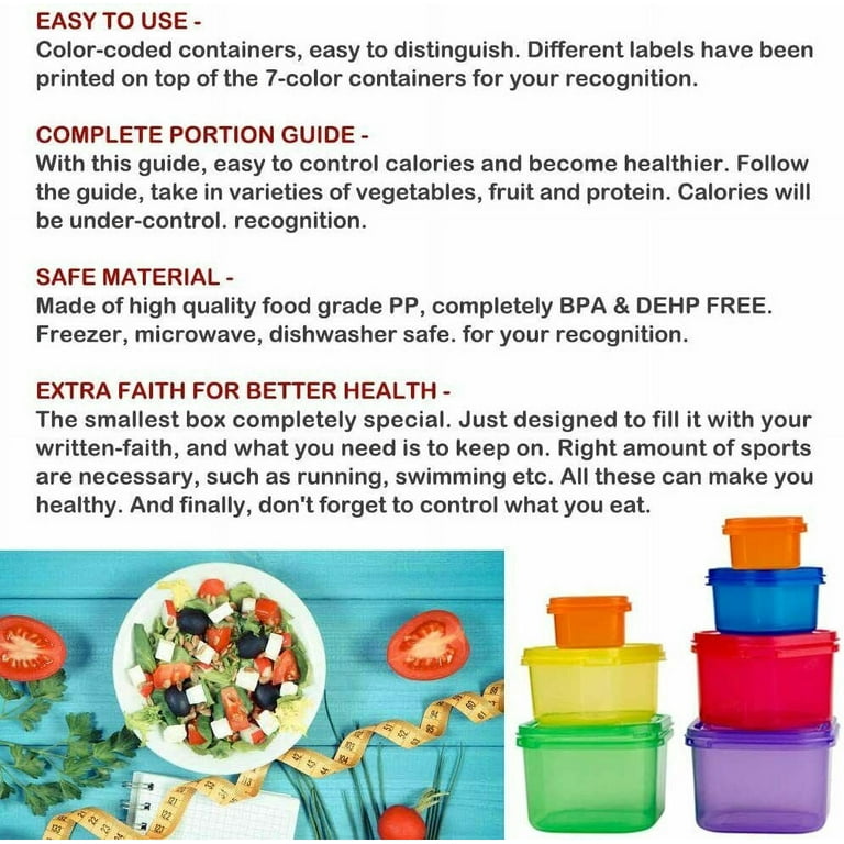 Koulang 21 Day Portion Control Container Kit - 14 Pieces BPA Free