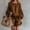 Brown, variant on Women Two Piece Matching Outfit, Women Casual Coordinate Separates, Round Neck Puff Ruffle Long Sleeve Top Ruffle Hem Shorts, Solid Color Summer Beach Vacation Daily Outfit(Red,S)