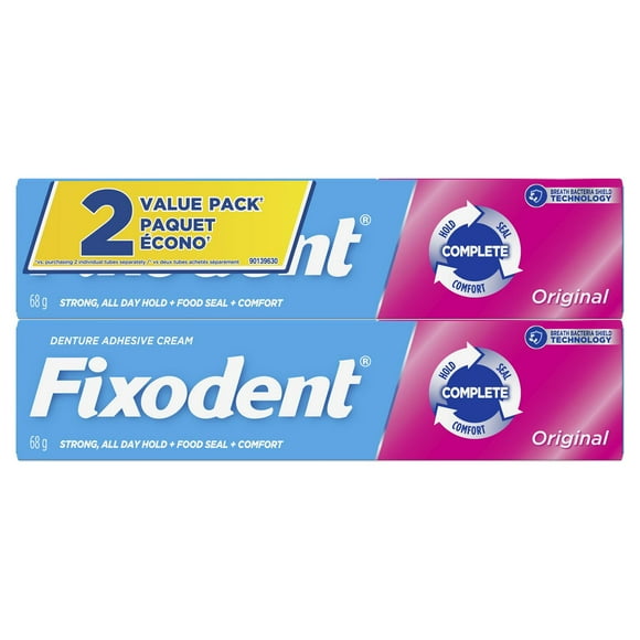 Crème adhésive pour prothèses Fixodent Complet Original 68 g, paquet double