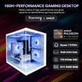 thumbnail image 3 of Suevery Gaming PC Desktop - AMD Ryzen 7 5700X, NVIDIA RTX 5060 8GB, 16GB DDR4, 1TB NVMe SSD, RGB lighting, Wi-Fi 6, White, 3 of 8