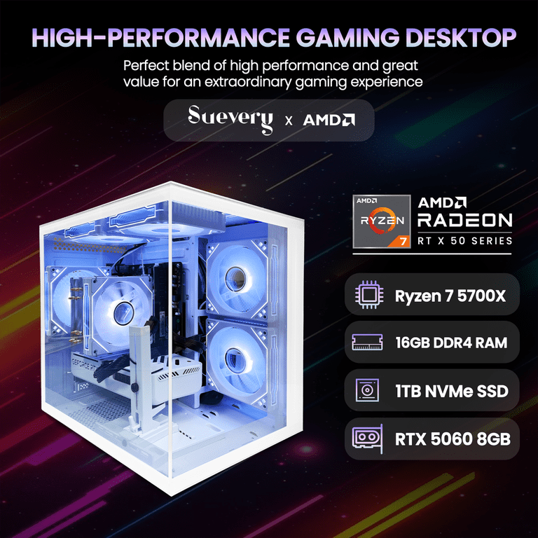 【村太PC】Ryzen7 5700x RTX4060 VTG Ryzen7 5700X and NVIDIA RTX4060 Gaming PC Desktop – Cyvbers