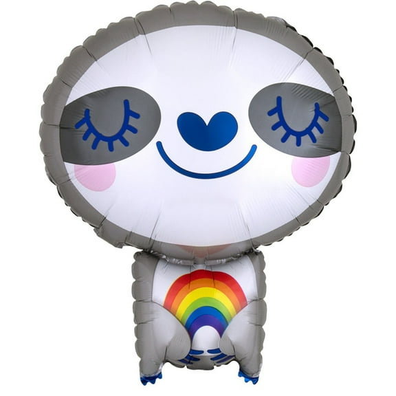 19 inch Sloth With Rainbow Anagram Foil Mylar Balloon - Party Supplies Decorations