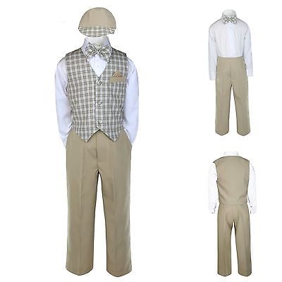 New Khaki Checkered Eton Vest Shorts Suit Boy Baby & Toddler S M L XL 2T 3T 4T 