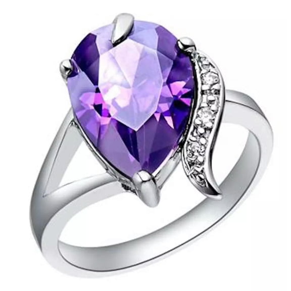QQTDFG Platinum Purple Zirconia Band Ring Size 8 B93-default