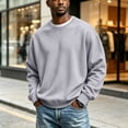 thumbnail image 7 of Men's Crewneck Sweatshirt Long Sleeve Fall Oversized Pullover Tops Loose Fit Athletic Comfy Basic Shirts Gray M, 7 of 7