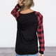 thumbnail image 5 of Puntoco Camiseta de manga larga con estampado de cuadros y cuello redondo para mujer Puntoco Puntoco-2222, 5 of 9