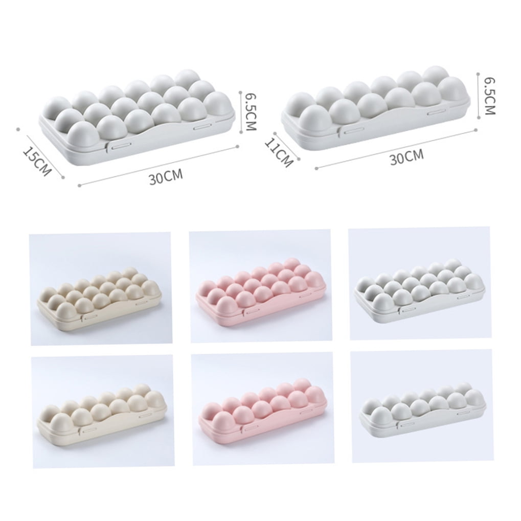 HONMEET 2Pcs Grey Egg Storage Container Plastic Tray 18 Grids Stackable Refrigerator Organizer
