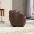 thumbnail image 3 of Fauteuil Tonneau Pivotant à 360° avec Rangement Fauteuil Pivotant Moderne en Cuir Bouclé Rond pour Salon (Marron), 3 of 8