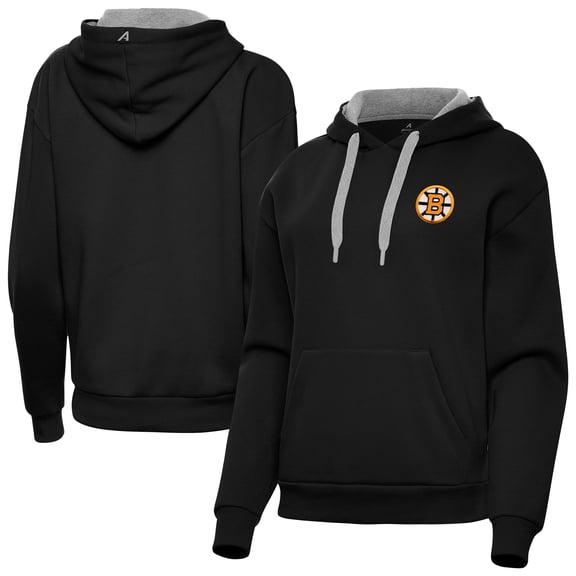 Women's Antigua Black Boston Bruins Victory Pullover Hoodie