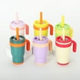 thumbnail image 3 of 14oz (approx. 413ml) Stainless Steel Insulated Mug with Handle and Straw - Leak-proof, BPA-free, matte finish with glossy accents - Portable flip-top design for sports, outdoor, office, and home use, 3 of 21