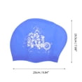thumbnail image 4 of Gorro de natación impermeable con patrón floral para mujeres, 1 pieza, azul, 4 of 6