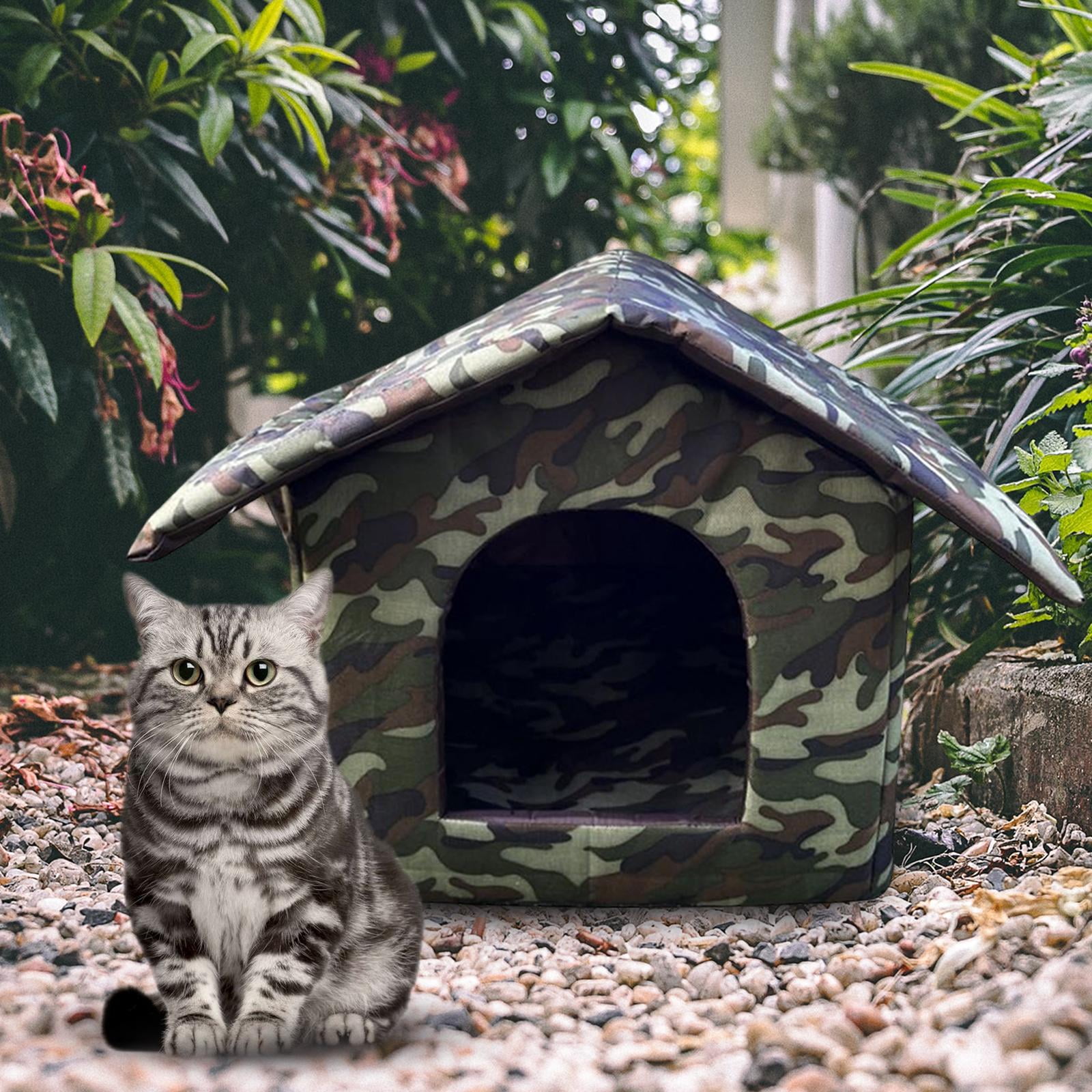 Outdoor Cat House Weatherproof for Winter, Cat House for Outdoor/Indoor Cats, Feral Cats Shelter, Easy to Assemble Dog House for Small Dogs , Green