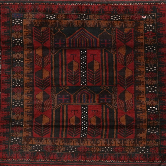 Ahgly Company Machine Washable Indoor Square Traditional Bakers Brown Area Rugs, 3' Square