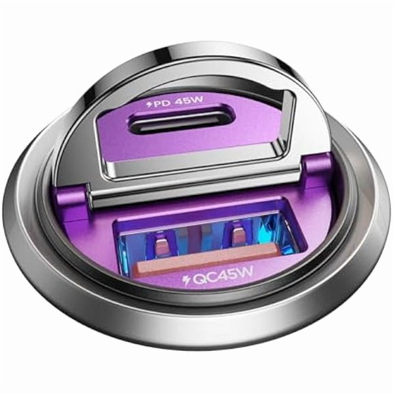 1994 90W USB C Car Charger Fast Charging,[Smallest Metal] Car Charger USB C PD45W QC3.0 Dual Port Cigarette Lighter USB C Charger Car Charger Adapter for iPhone 16 Pro Max 15 iPad Samsung S25-Purple