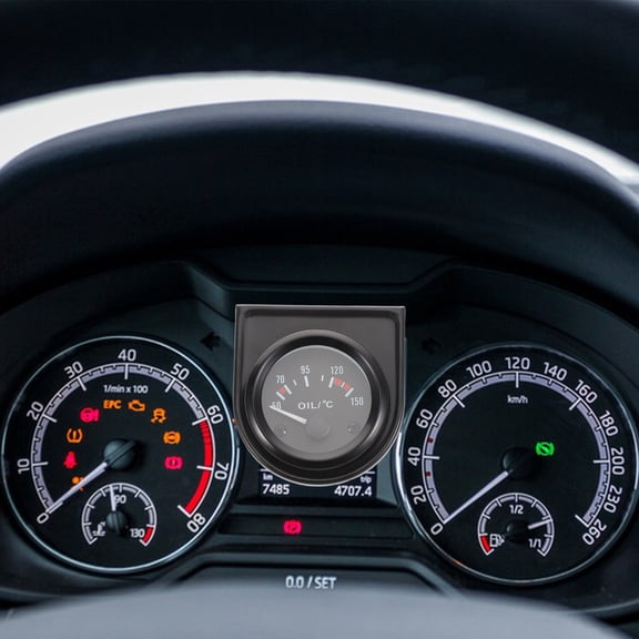 LOLIPPYY 12V Automotive Oil Temperature Gauge Black Analog Pointer for Car Engine Monitoring