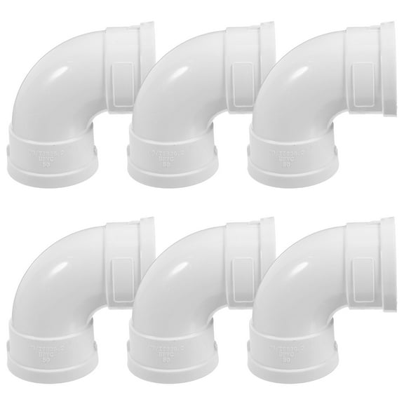 LEORX 6Pcs PVC Elbow Pipe Fitting for Plumbing Components 90-Degree Bend 2 Inches Diameter