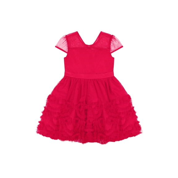 Kensie Girl Sequin Mesh Bow Soutache Red Dress, Sizes 4-16