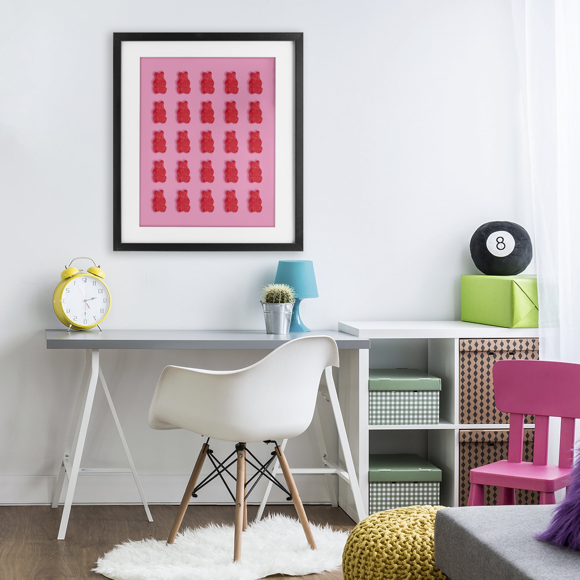 Stupell Industries Red Gummy Bears on Pink Black Framed Print Under Glass, design by LISH Creative