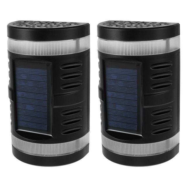 Muyoka 2pcs Luz de pared solar Luz de paso solar LED para exteriores Luz de cerca solar de encendido / apagado automático Luz de cubierta solar a prueba de agua IP65 con luz blanca para patio Escalera Muyoka Hogar