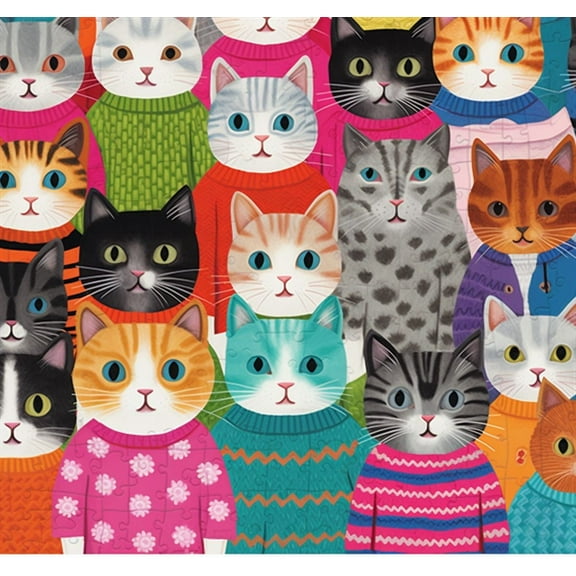 jigsaw puzzles 50 pieces for adults Winter Cats kitten wooden Challenging Puzzle Perfect for Game Toys Nights 7.9'' x 5.9''