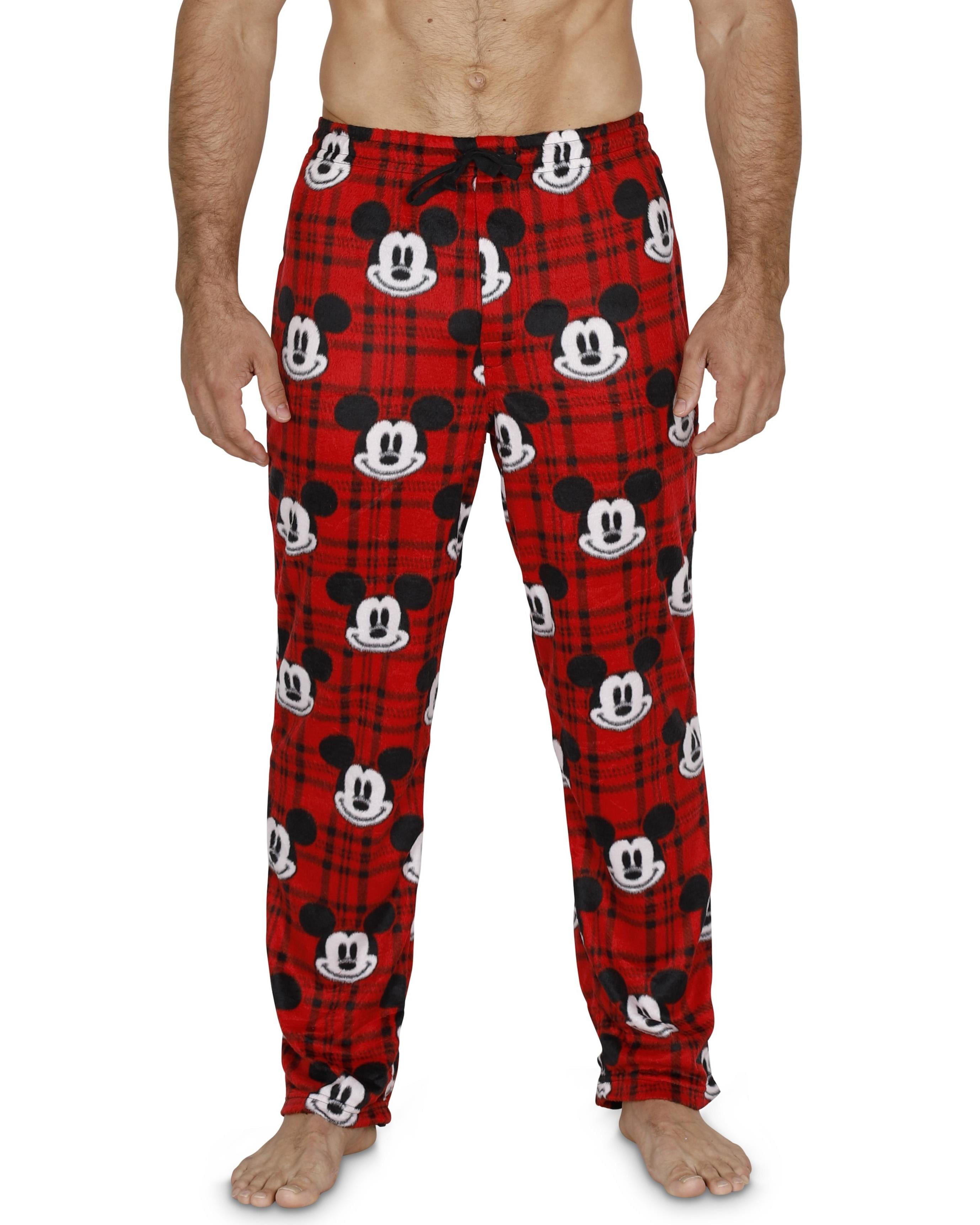 Disney Men's Mickey Buffalo Plaid Pajama Bottom, Red, Size: Large ...