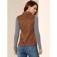 thumbnail image 5 of DARING DIVA Women's Rustic Button Up Utility Anorak Cargo Vest L Brown, 5 of 6