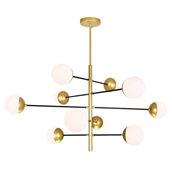 CWI Lighting Compass 10 Light Contemporary Metal Chandelier in Gold
