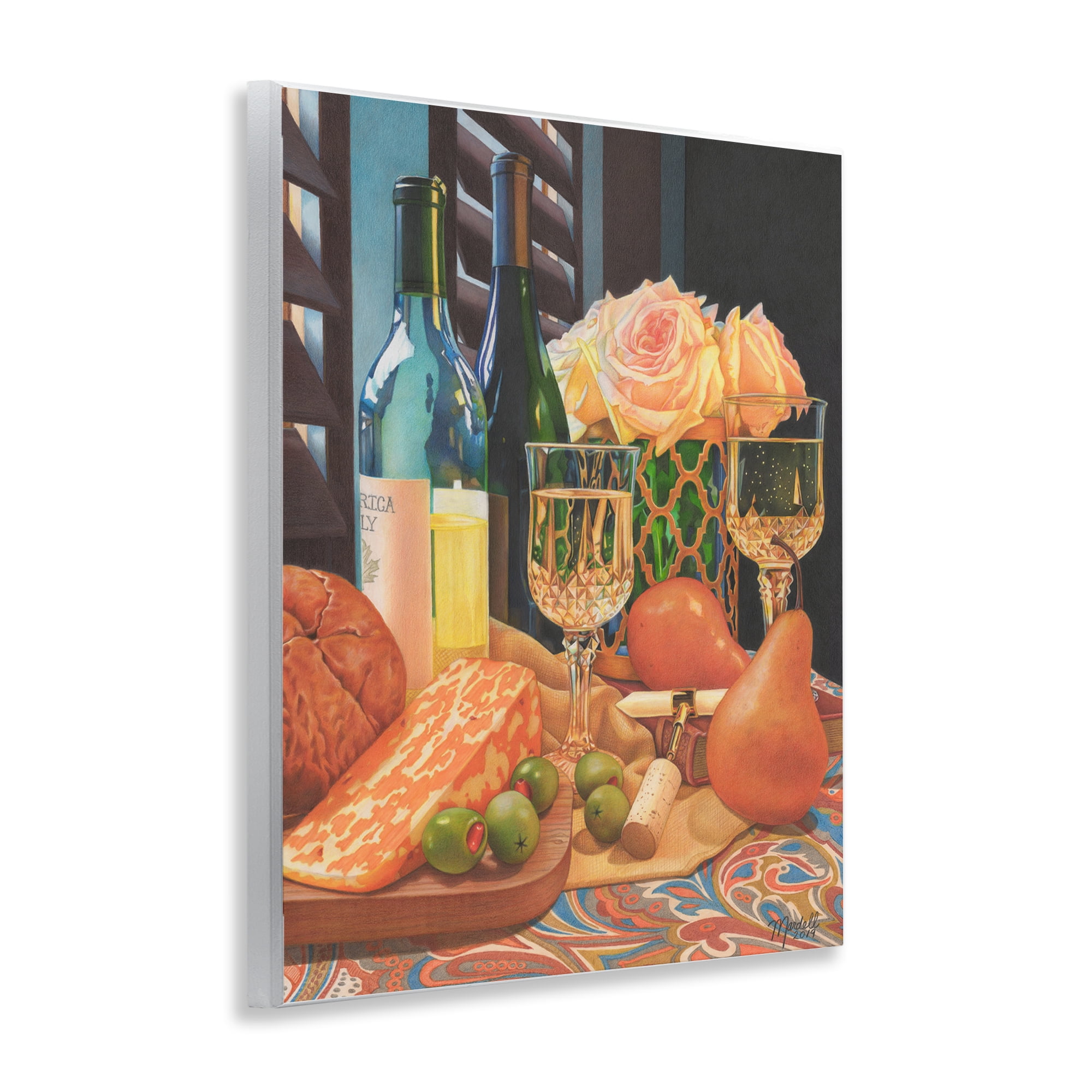 Stupell Industries Romantic Wine & Cheese Food & Beverage Painting Unframed Art Print Wall Art, 11 x 14