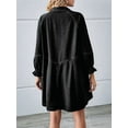 thumbnail image 4 of Women'S Button Down Denim Shirt Dress Lantern Long Sleeve Tiered Baydoll Jean Mini Dress Black Grey S, 4 of 9