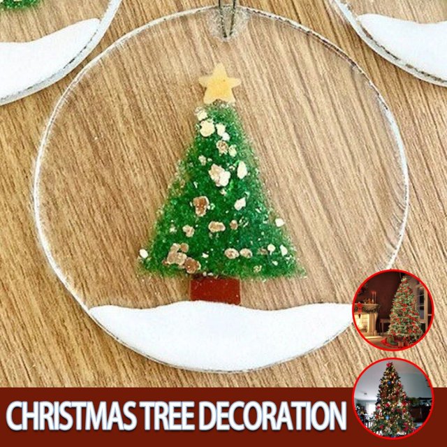 Colgante de árbol de Navidad para decoración del hogar, colgante plano acrílico, regalos, x-mas, Rama, puerta, ventana, adorno para vacaciones