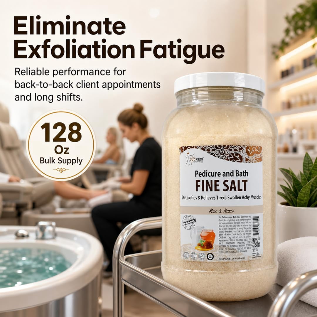SPA REDI - Detox Foot Soak Pedicure and Bath Fine Salt, Milk and Honey, 128 Oz - Made with Dead Sea Salts, Argan Oil, Coconut Oil, and Essential Oil - Hydrates, Softens and Moisturizes