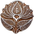 thumbnail image 2 of Lotus Block Print Wooden Textile Stamp Brown Hand Carved Printing Block, 2 of 3