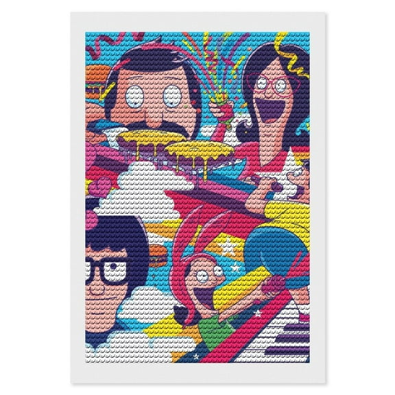 Bob's Burgers Diamond Art Kits for Adults Cartoon 5D DIY Diamond Art Kits Full Round Drill Crystal Arts and Crafts Anime Gem Art Painting Kit for Home Wall Decor 8"×12"