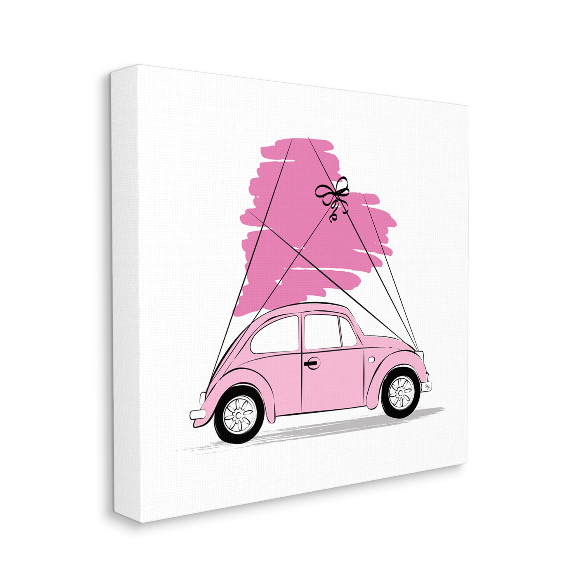 Stupell Industries Trendy Pink Buggy Car Chic Wrapped Heart Graphic Art Gallery Wrapped Canvas Print Wall Art, Design by Martina Pavlova