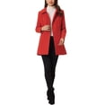 thumbnail image 2 of Unique Bargains Women's Peter Pan Collar Double Breasted Winter Trench Coat M Red, 2 of 6