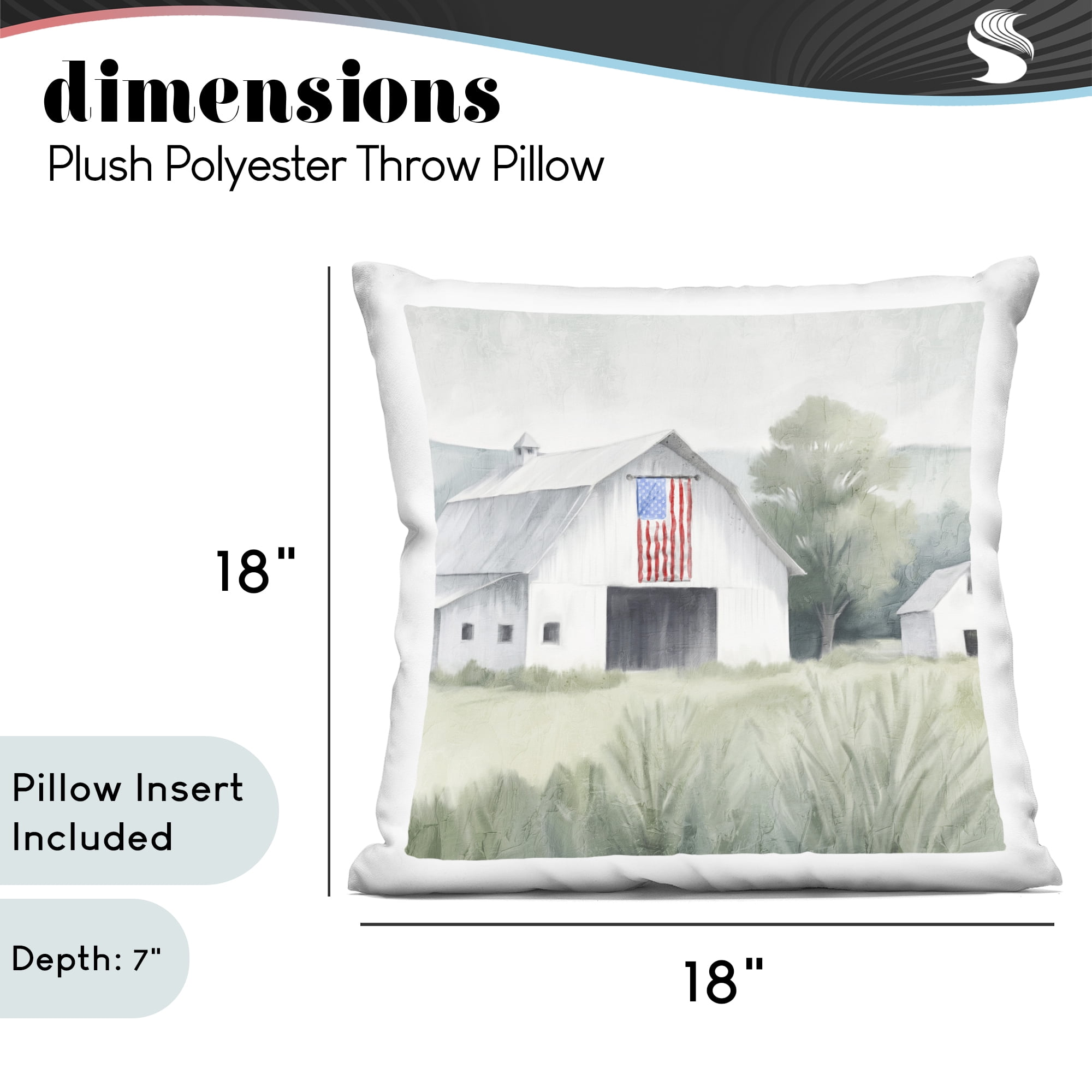 Stupell Industries Home USA Flag Barn Decorative Printed Throw Pillow, design by Kim Allen, 18 x 7 x 18