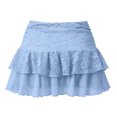 thumbnail image 6 of Wxolcjlv Womens Lace Ruched Mini Skirt Drawstring Side Tiered Ruffle Hem Evening Skirts, 6 of 6