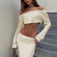 thumbnail image 4 of Señoras Ombligo Expuesto Top Falda Larga Fuera del Hombro Camisa Top Falda Traje de Vacaciones FLhrweasw Nuevo, 4 of 9