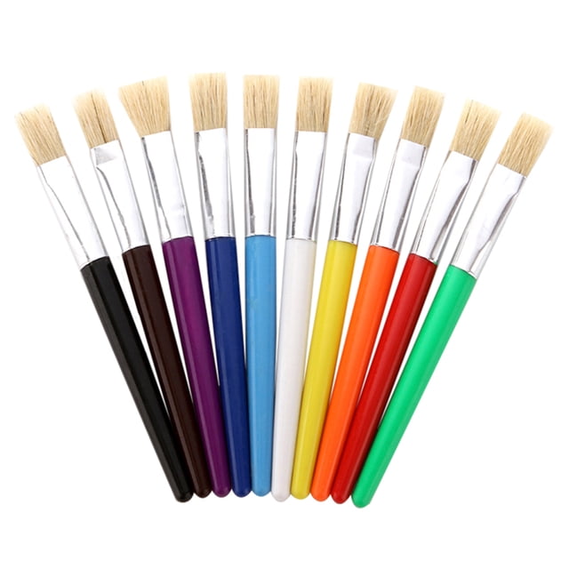 Juego de pinceles coloridos de punta plana de 10 piezas Pelo de cerdas Chubby