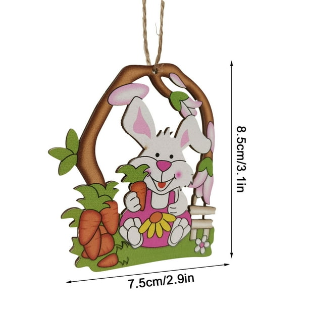 Decoraciones de Pascua para la Decoración de la Puerta de la Pared Colgante de Madera Del Hogar, Artesanía Creativa Decoración de la Casa de Pascua 7.5x5cm, Decoración Colgante de la Pared
