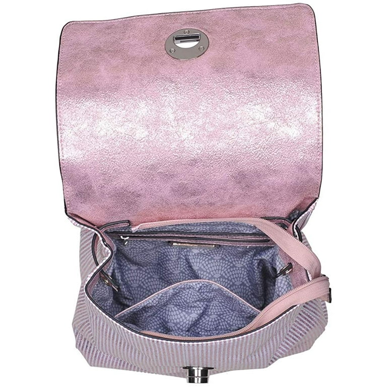 Moda Luxe Women's Striped Pink Antoinette Vegan Leather With Suede Trim  Backpack 