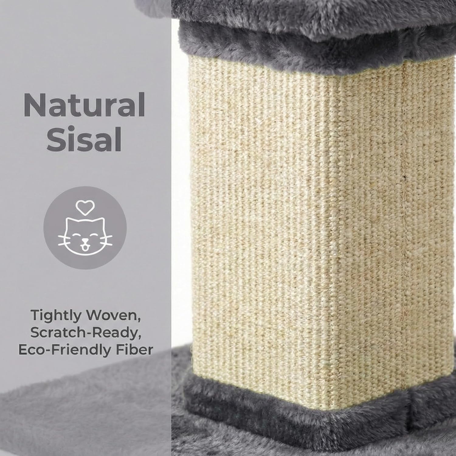 Tall  Scratching Post, 32'' Heavy Duty and Thick Sisal Rope with Hanging Ball for Adult Cats -