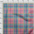 thumbnail image 2 of oneOone Cotton Poplin Medium Pink Fabric Madras Check Sewing Material Print Fabric By The Yard 42 Inch Wide, 2 of 4