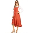 thumbnail image 2 of Fashion Women's Button Strap Overall Jumper Pinafore Peplum Hem Midi Dress, 2 of 5