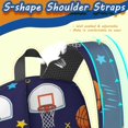thumbnail image 5 of Basketball and Star Navy Pattern 17" School Backpacks for Teens,Waterproof Oxford Fabric,S-Shape Padded Straps for School,Travel,Hiking,Camping, 5 of 6