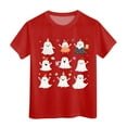 thumbnail image 4 of Caqnni Halloween Shirt Toddler Ghouls T-Shirt Boys Girls Ghost Graphic Tee Kids Spooky Tops Halloween T-Shirt (100,Red), 4 of 4