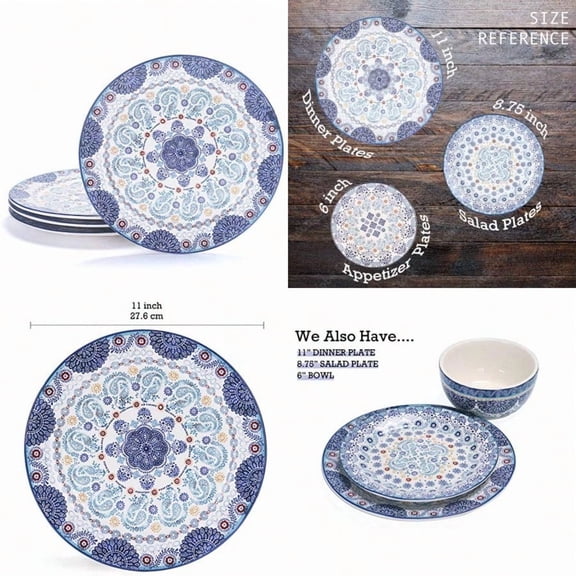 Blue Talavera Dinner Plates Set Of 4 11 Inch Large Ceramic Plates For Pasta Steak Stylish Serving Dishes Microwave And Dishwasher Gift For Housewarming And Thanksgiving