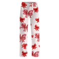 thumbnail image 6 of Women's Bow Print Wide Leg Pajama Pants, Elastic High Waist Loose Sleep Pants Casual Loungewear Trousers, L, 6 of 7