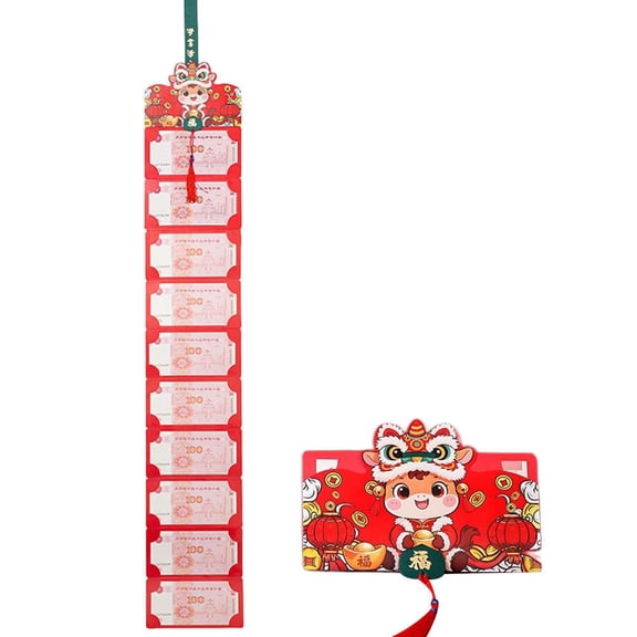 Chinese New Year Red Envelopes,2026 Lunar New Year of The Horse Envelopes,Cash Surprise Envelope with 10 Slots,Lucky Money Envelope DIY Reds Pocket Packet for NewYears Eve Party Spring Festival